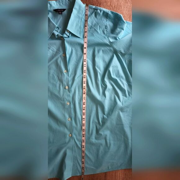 Lands' End Aqua Blue Wrinkle Free Button-up Blouse Women's Plus 26W - Picture 7 of 7